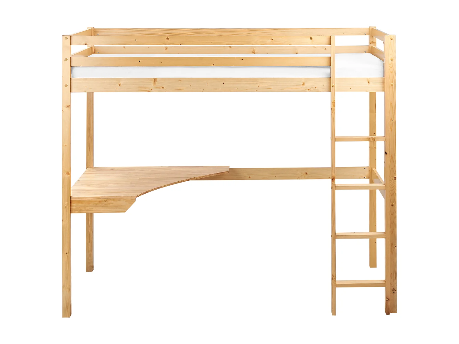 Lit superposé avec bureau Bois de pin LOURY 90 x 200 cm Marron clair