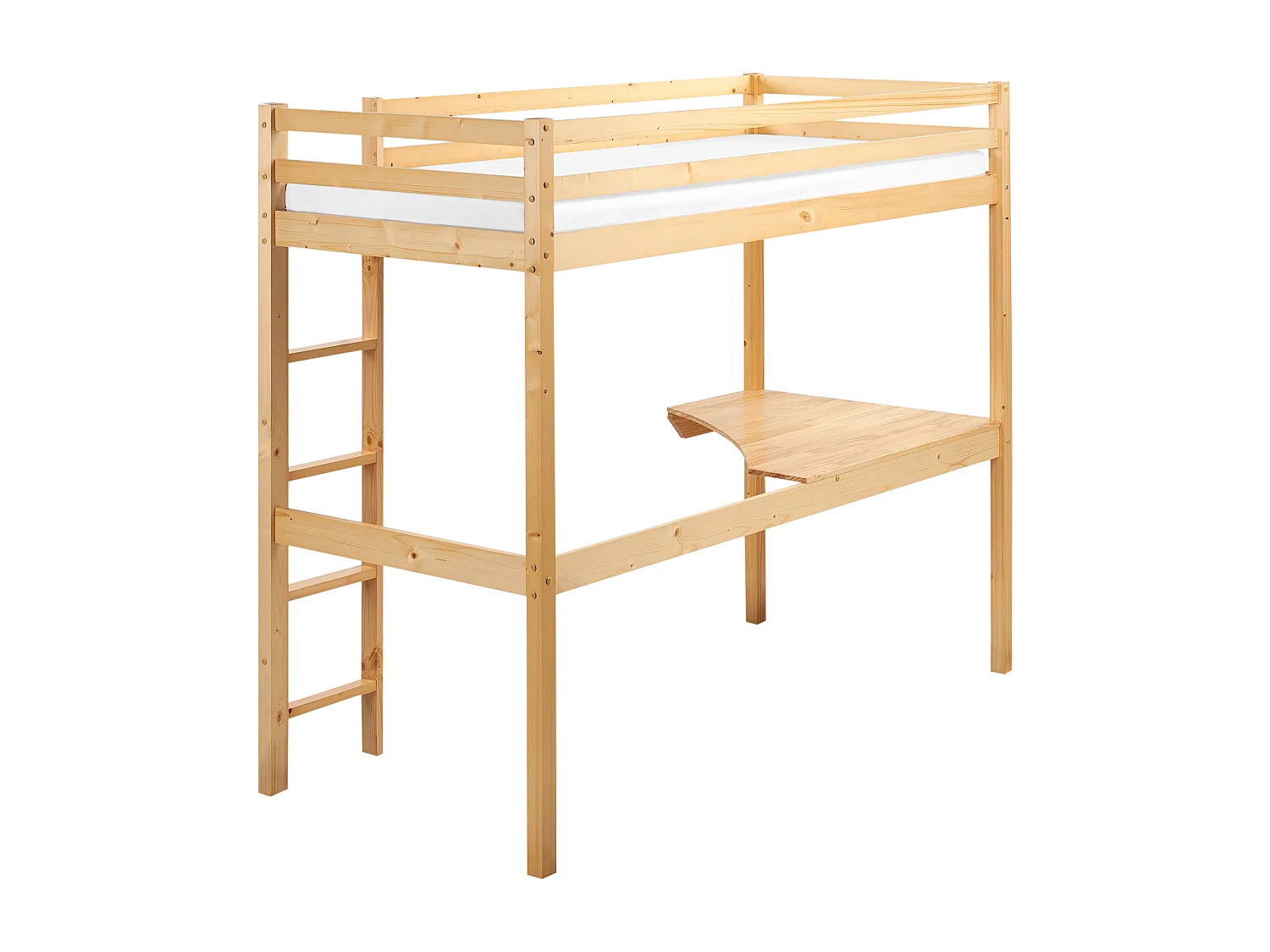 Lit superposé avec bureau Bois de pin LOURY 90 x 200 cm Marron clair