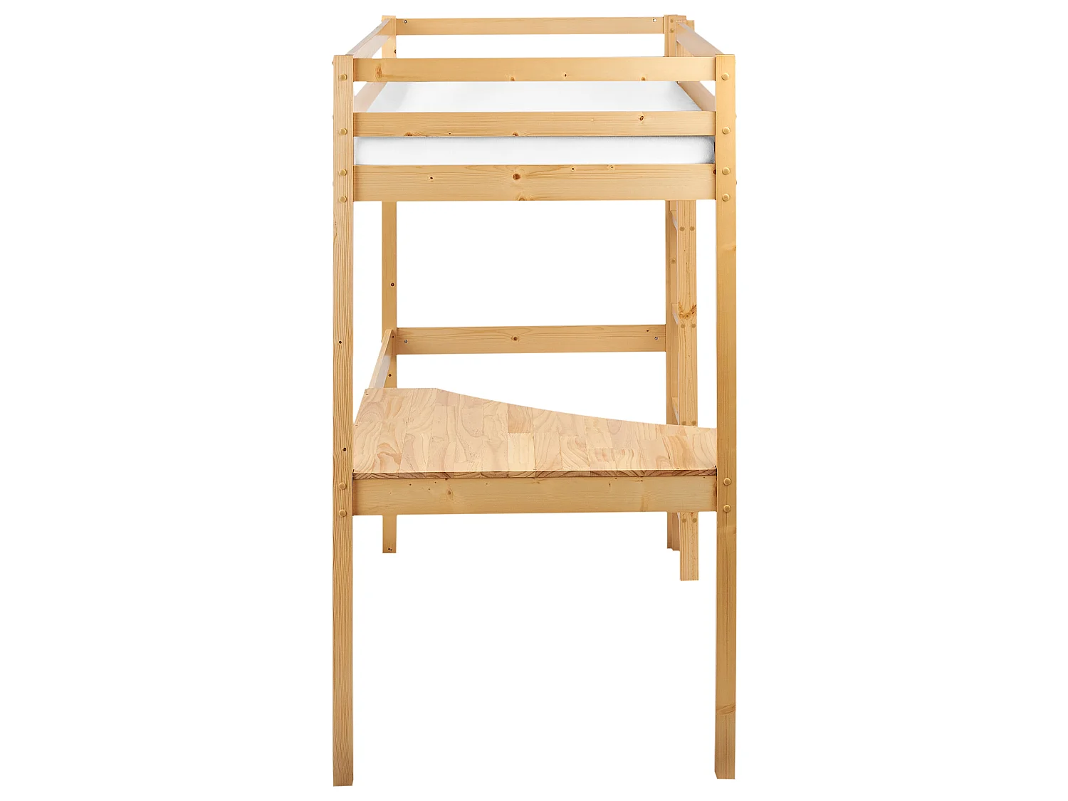 Lit en mezzanine simple avec bureau en bois clair 90 x 200 cm LOURY