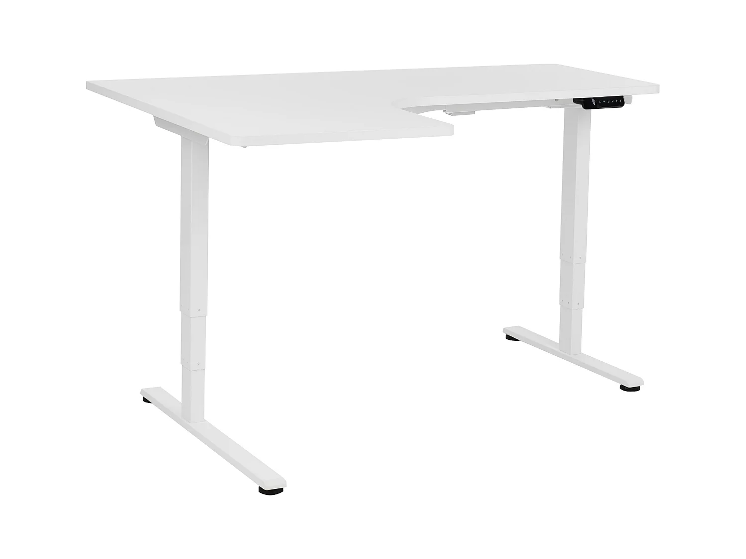 Bureau d'angle réglable électriquement DESTINES Blanc 160 cm 109 cm Côté droite