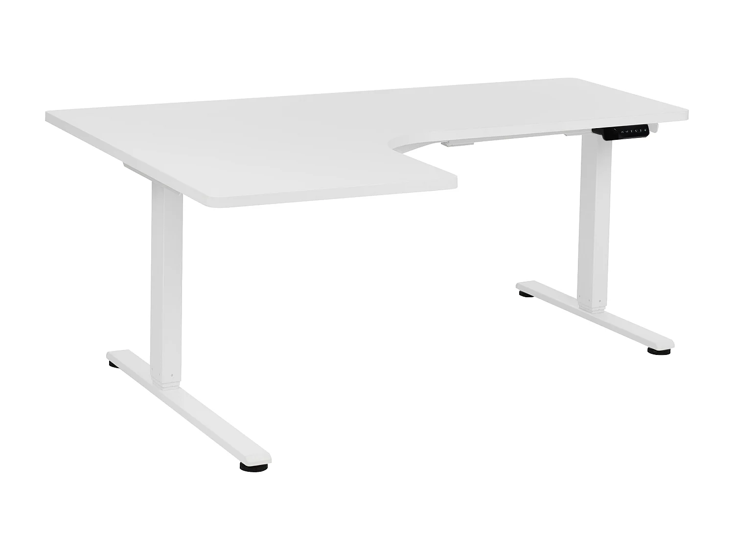Bureau d'angle réglable électriquement DESTINES Blanc 160 cm 109 cm Côté droite