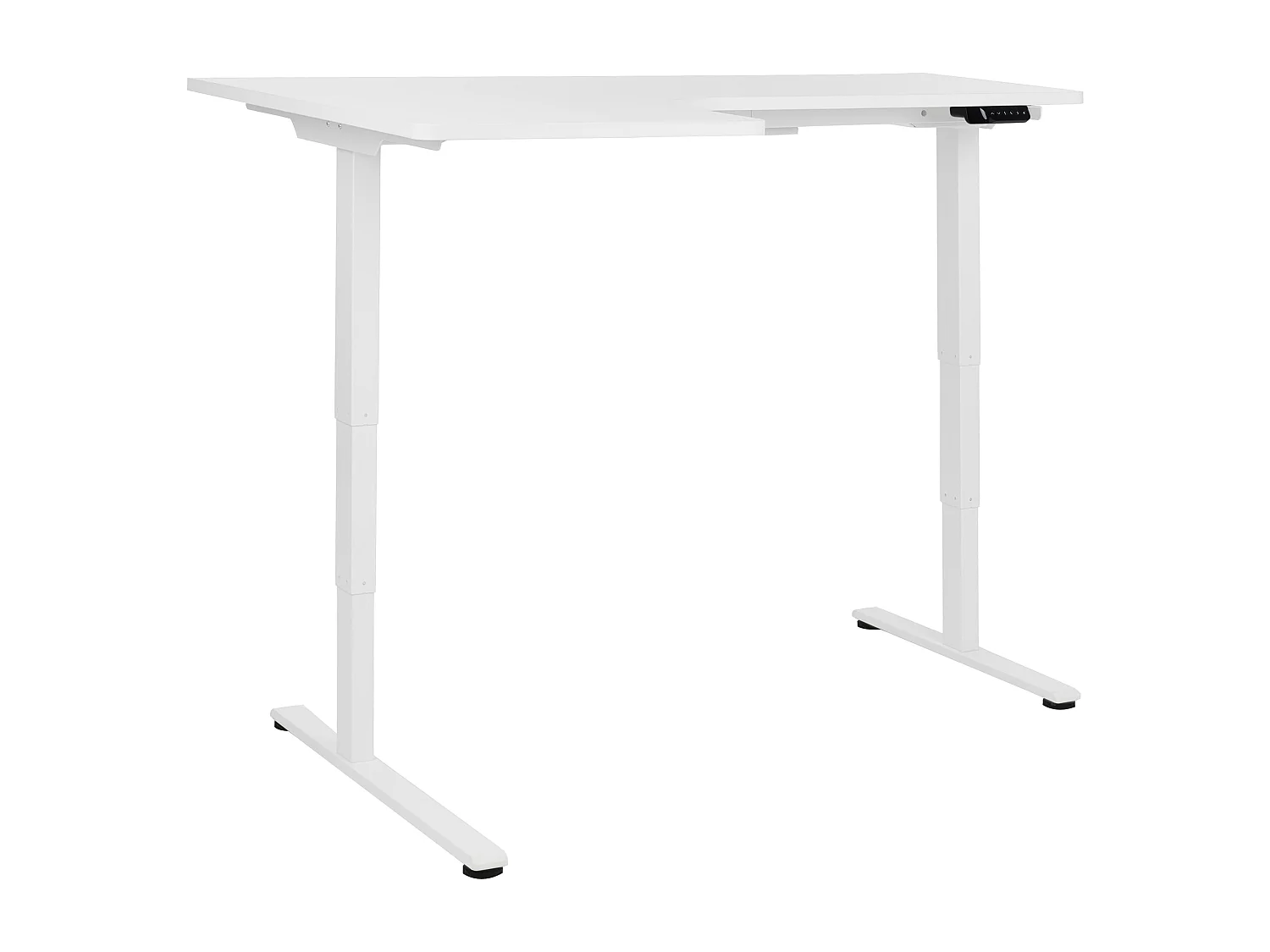 Bureau d'angle réglable électriquement DESTINES Blanc 160 cm 109 cm Côté droite