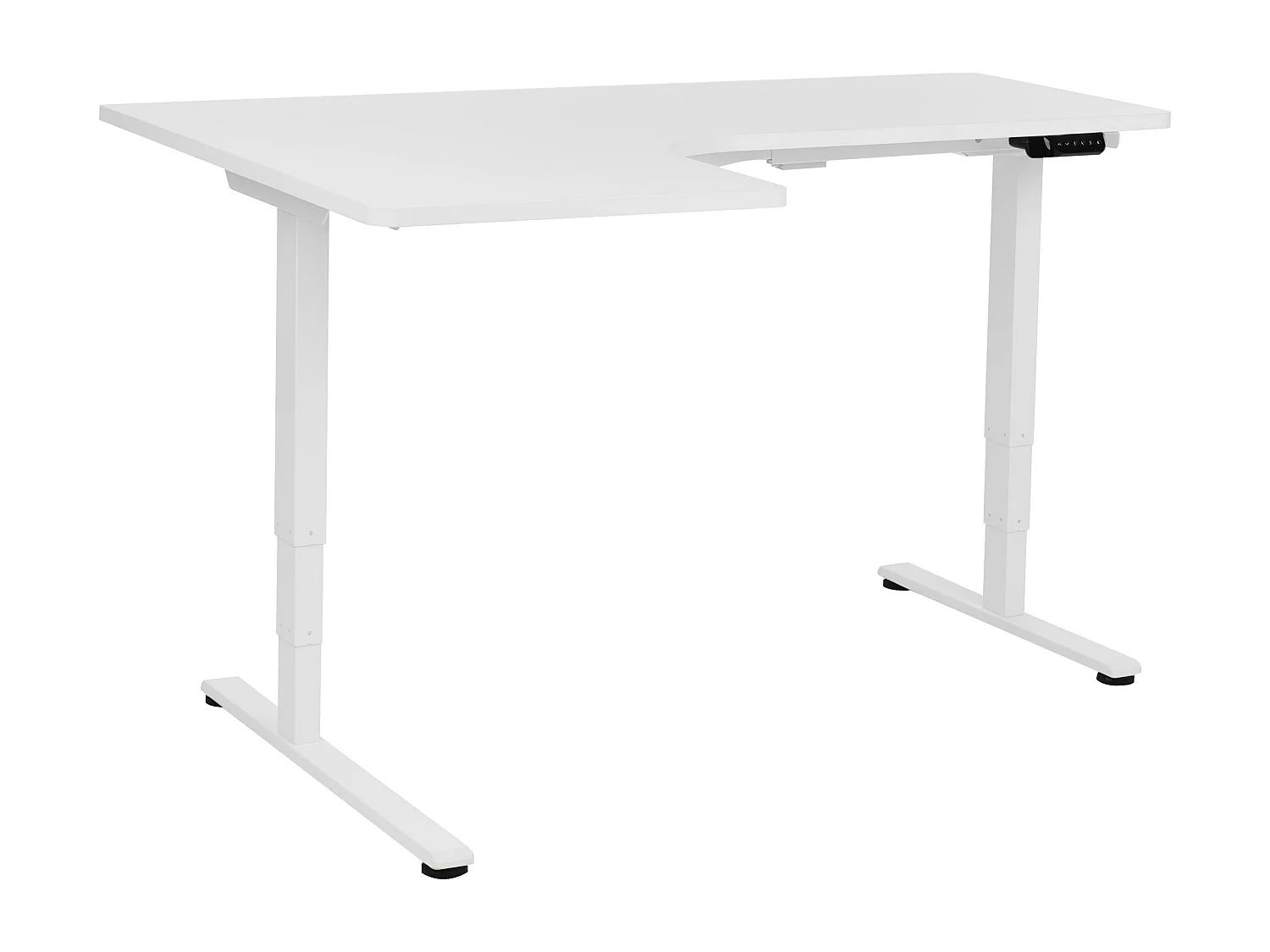 Bureau d'angle réglable électriquement DESTINES Blanc 160 cm 109 cm Côté droite