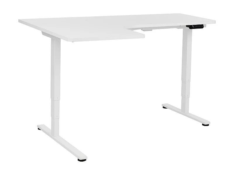 Bureau d'angle réglable électriquement DESTINES Blanc 160 cm 109 cm Côté droite