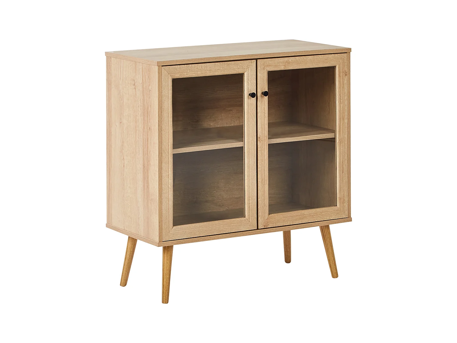 Buffet avec vitrine en verre ALBANY 80 cm Marron clair