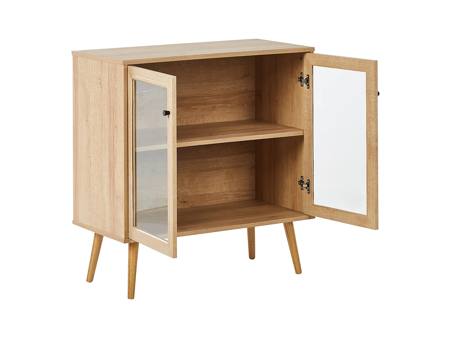 Buffet avec vitrine en verre ALBANY 80 cm Marron clair