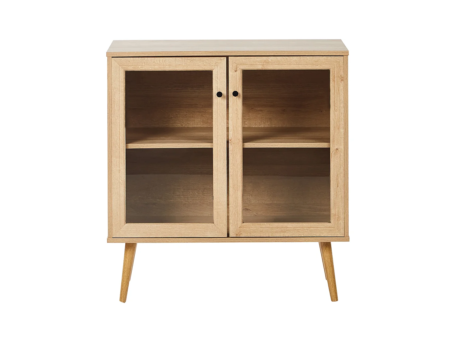 Buffet avec vitrine en verre ALBANY 80 cm Marron clair