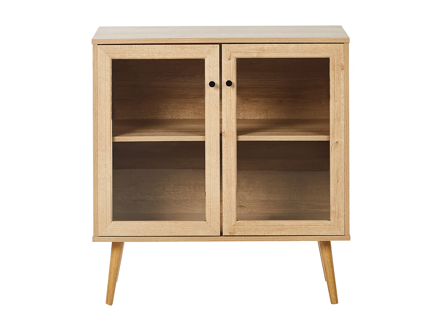 Buffet avec vitrine en verre ALBANY 80 cm Marron clair