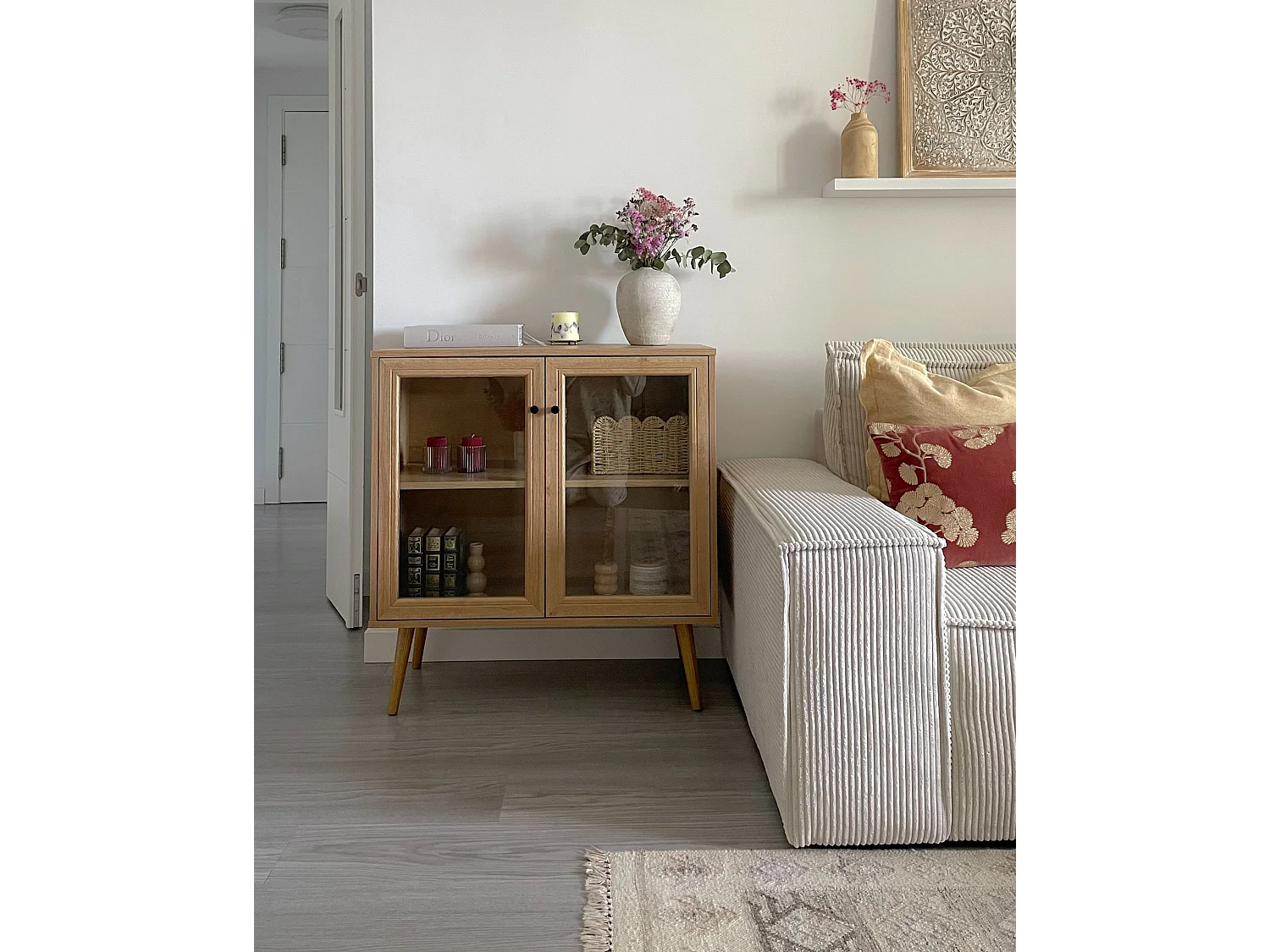 Vitrine en verre ALBANY 80 cm Marron clair
