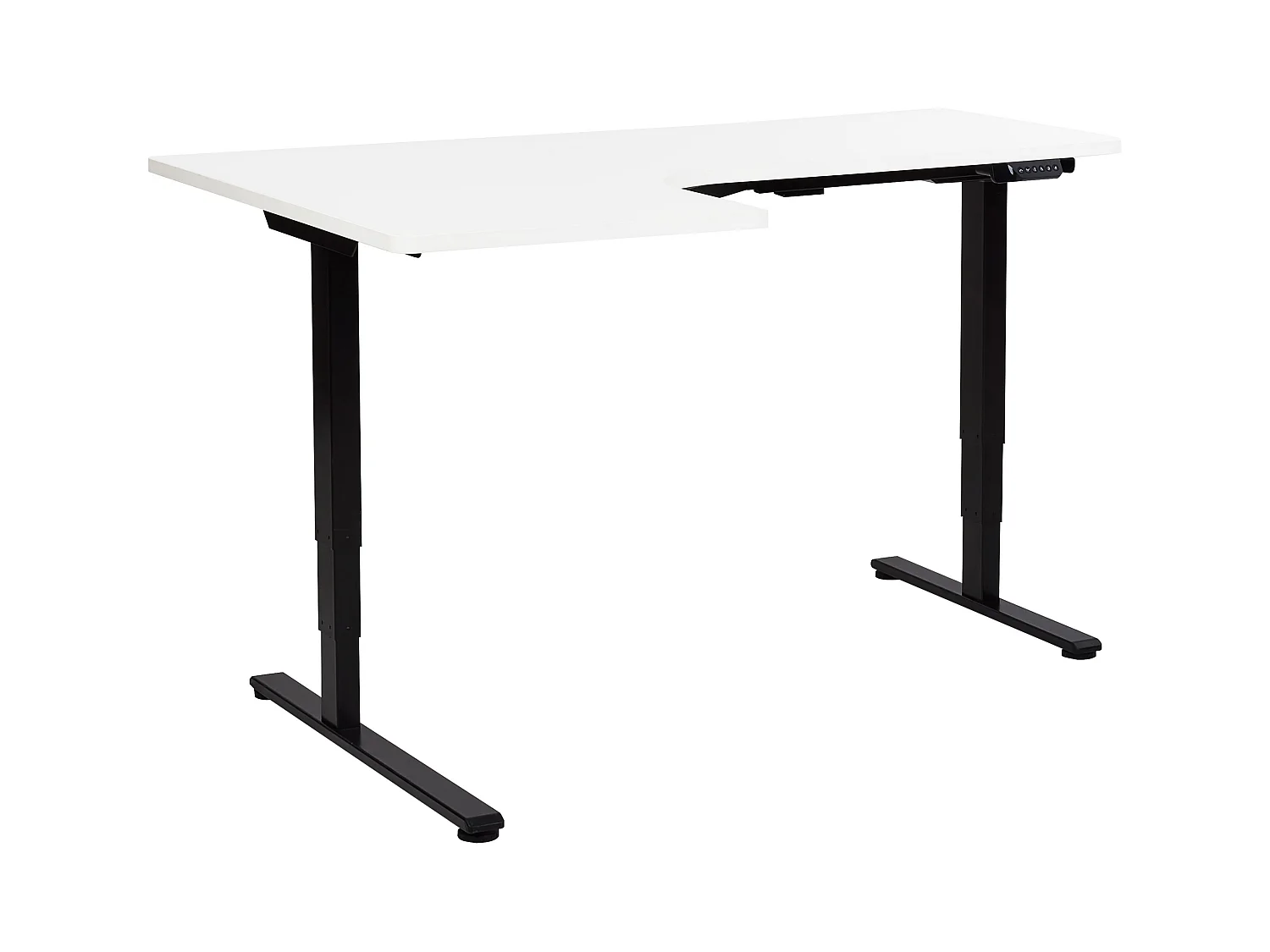 Bureau d'angle réglable électriquement DESTINES Blanc/noir 160 cm 109 cm Côté droite