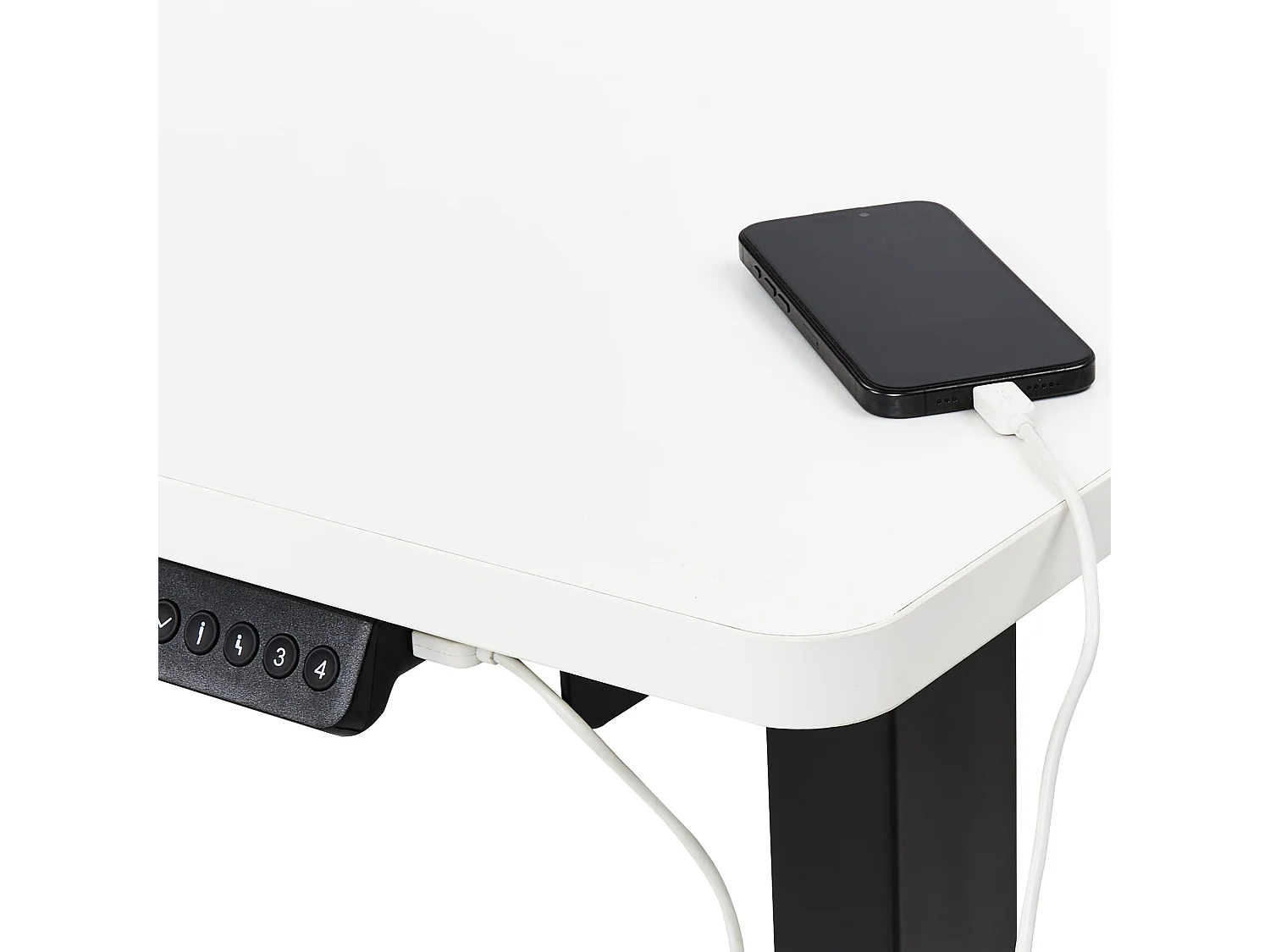 Hoekbureau elektrisch verstelbaar zwart/wit linkszijdig 160 x 59 cm DESTINES