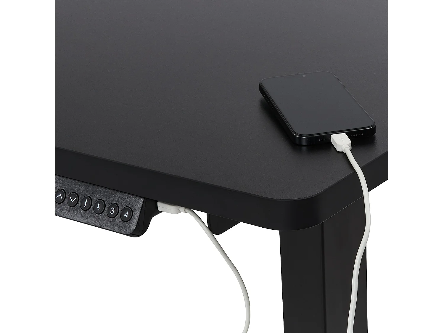 Escritorio esquinero regulable eléctrico izquierdo negro 160 x 59 cm DESTINES