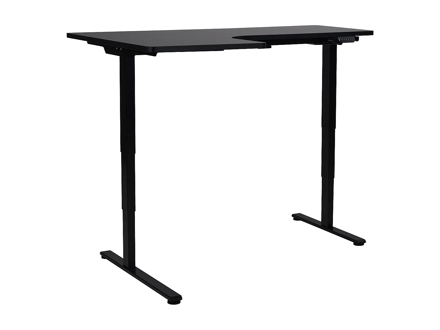 Bureau d\'angle réglable électriquement DESTINES Noir 160 cm 109 cm Côté droite