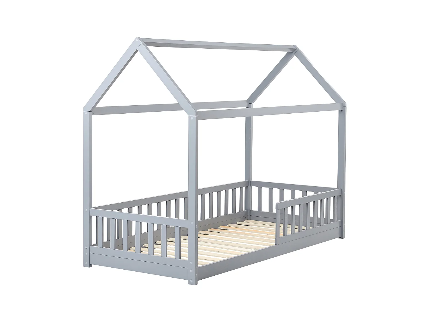 Lit d'enfant Maison Bois de pin COSSAYE 90 x 200 cm Gris