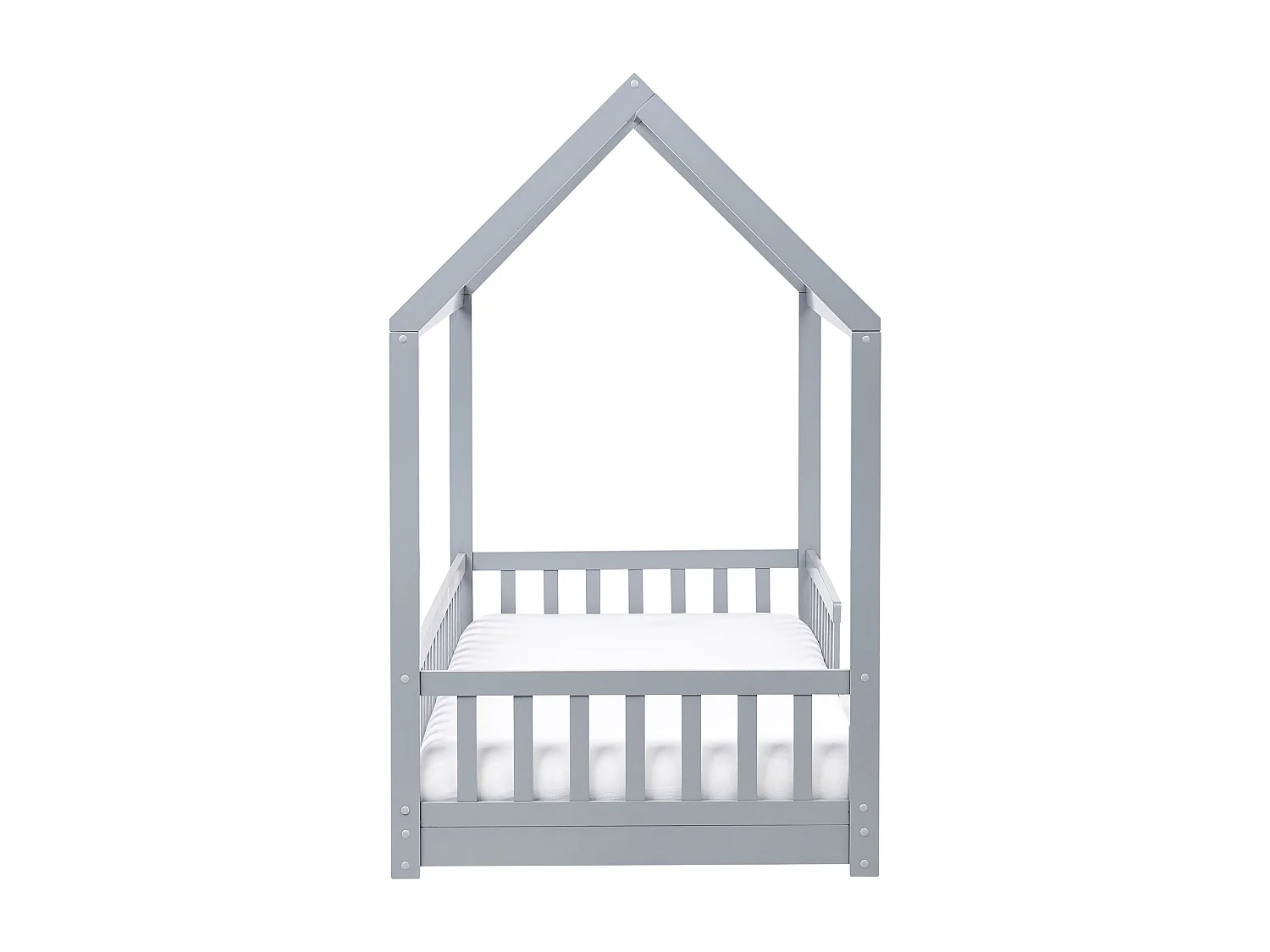 Kinder-Hausbett Kiefernholz grau Lattenrost 90 x 200 cm COSSAYE