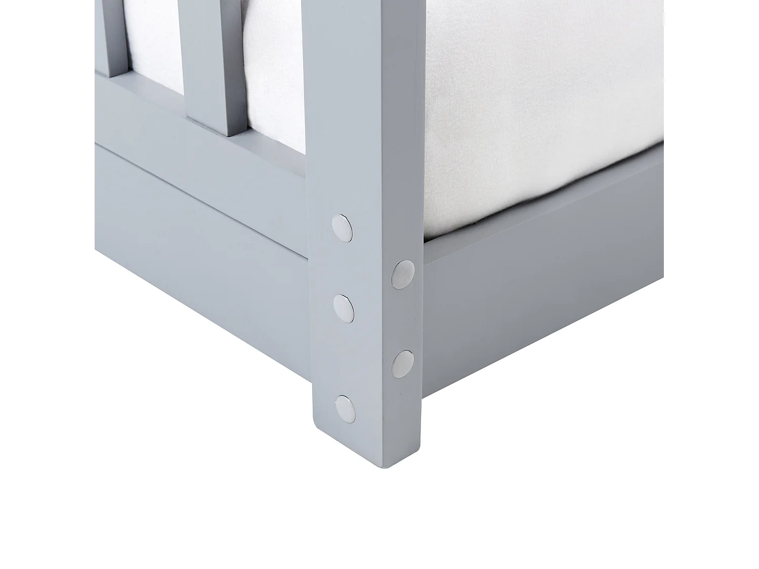 Kinder-Hausbett Kiefernholz grau Lattenrost 90 x 200 cm COSSAYE