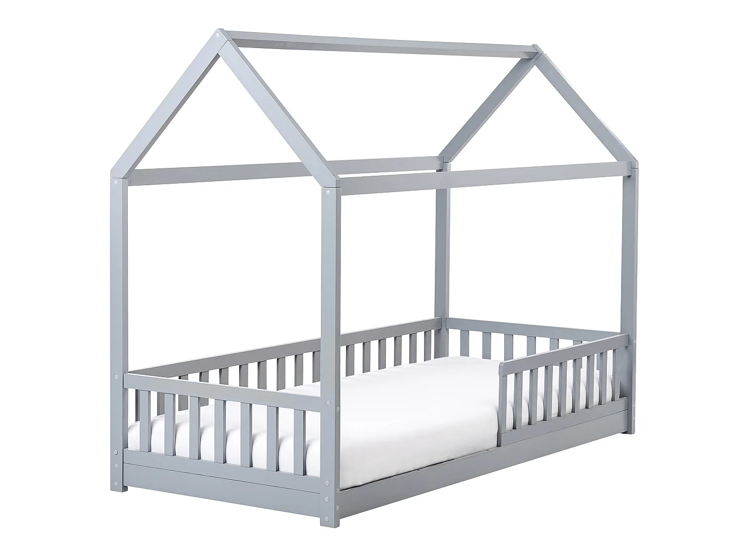 Kids Bed House Pine Wood COSSAYE 90 x 200 cm (EU Single) Grey