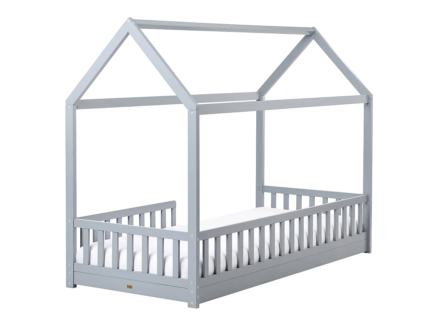 Kids Bed House Pine Wood COSSAYE 90 x 200 cm (EU Single) Grey