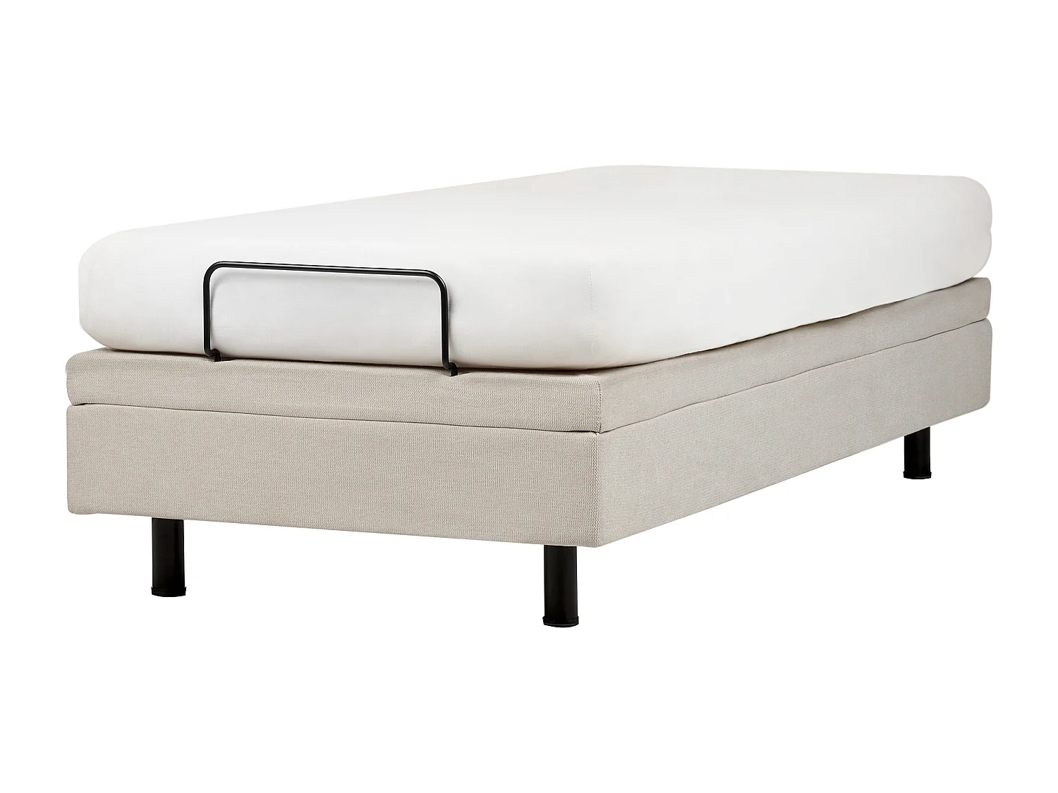 Lit réglable sans tête de lit Tissu CASTELLAN 90 x 200 cm Beige clair