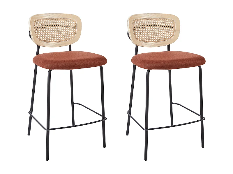 Lot de 2 chaises de bar MAYETTA Rotin Orange