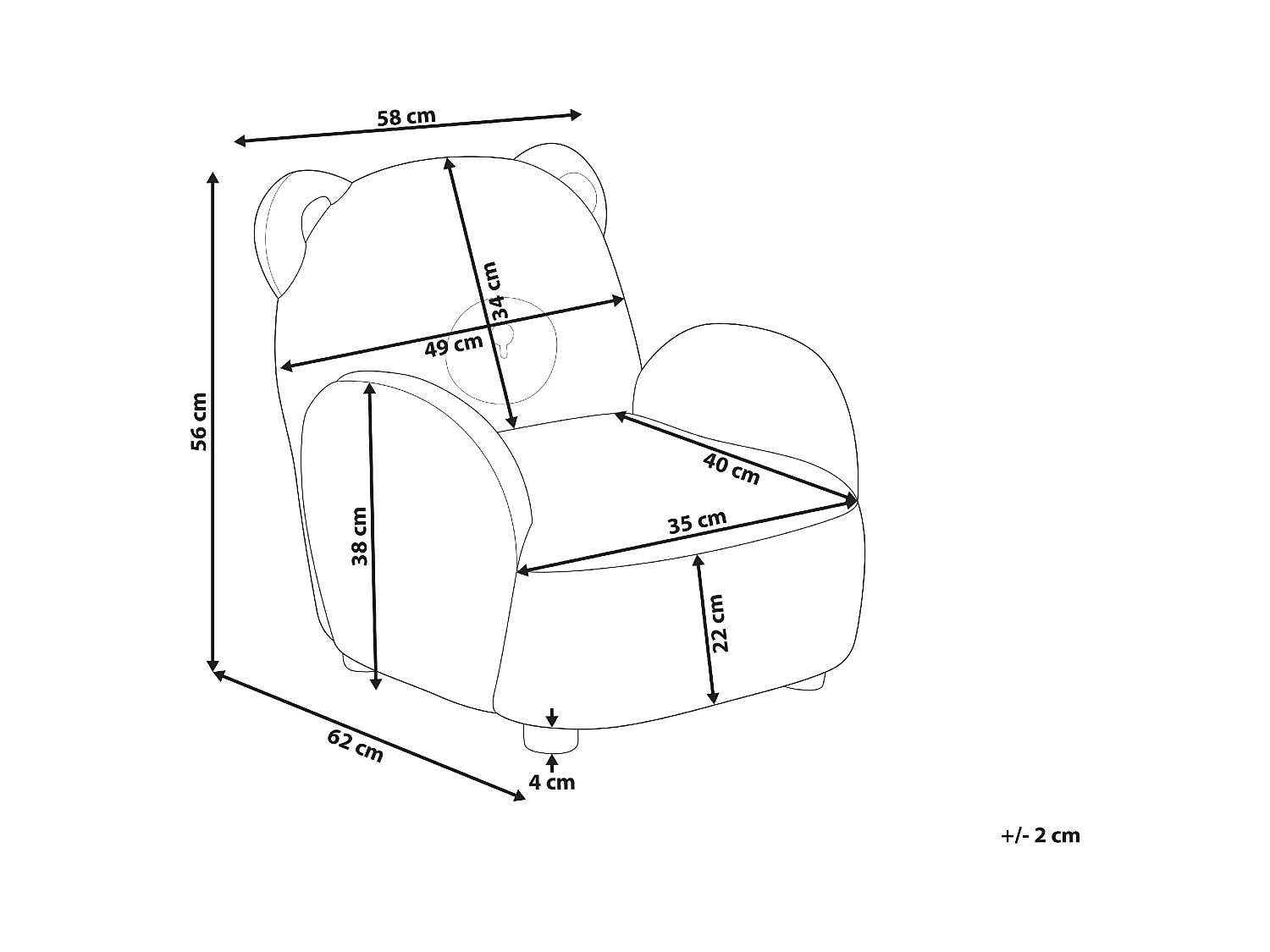 Fauteuil pour enfants Ours en peluche BOO Bouclé Marron