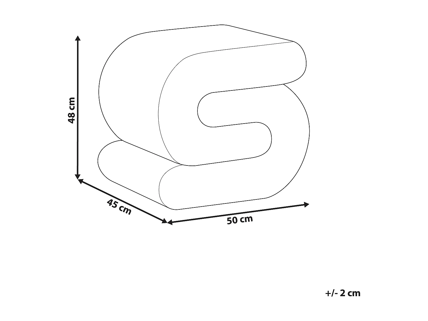 Pouf Chenille Stoffbezug creme weiß gepolstert S-Form modernes Design Arcadia