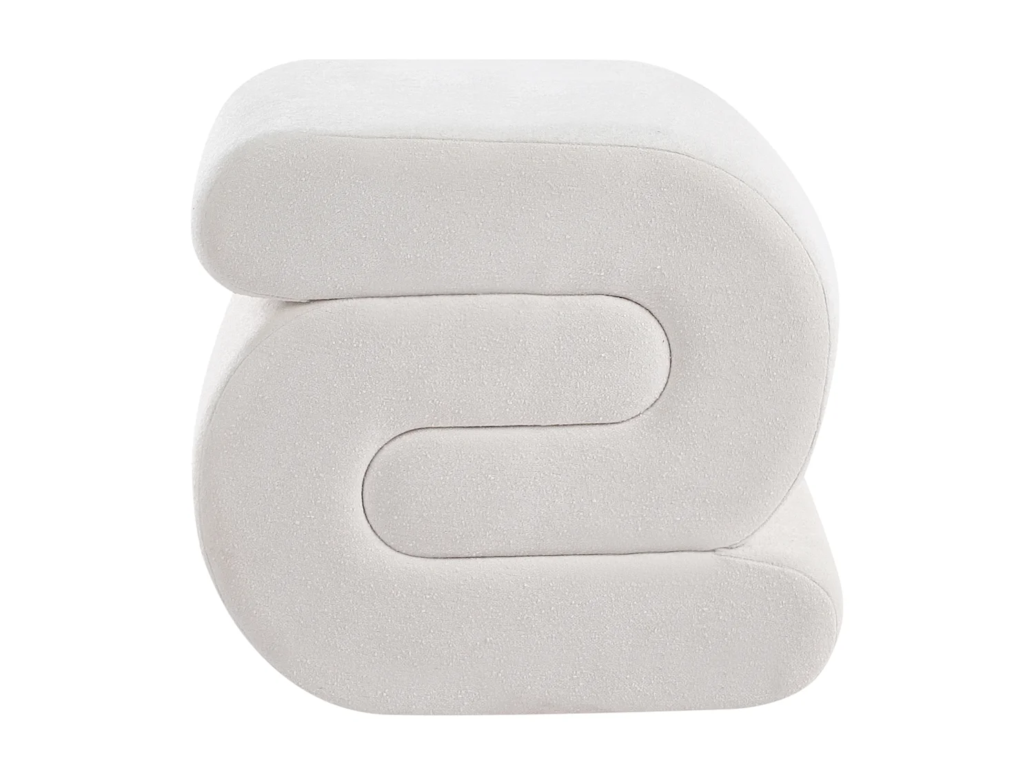 Pouf Chenille Stoffbezug creme weiß gepolstert S-Form modernes Design Arcadia