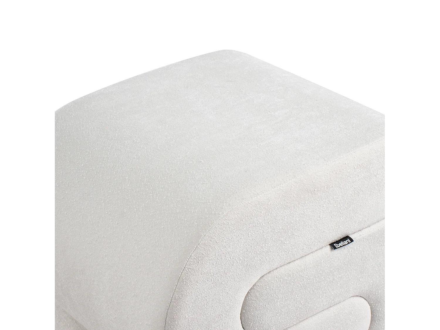 Pouf Chenille Stoffbezug creme weiß gepolstert S-Form modernes Design Arcadia
