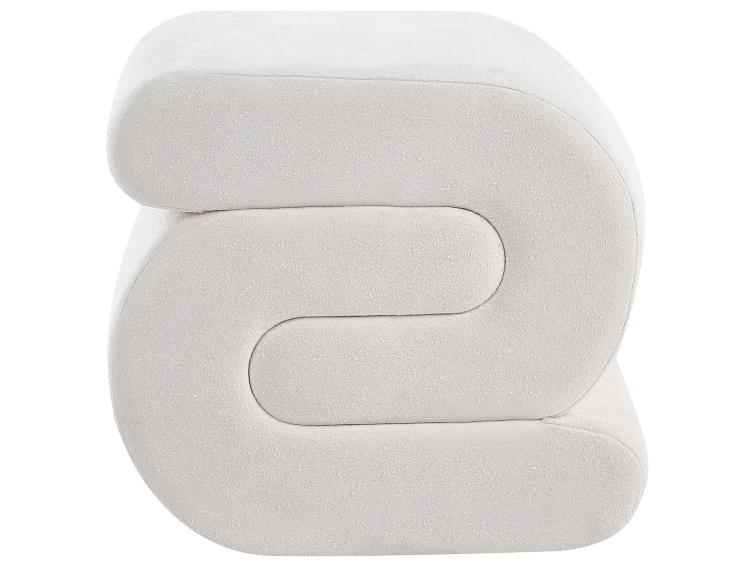Pouf ARCADIA Tissu chenille Blanc cassé 45 cm 50 cm 48 cm