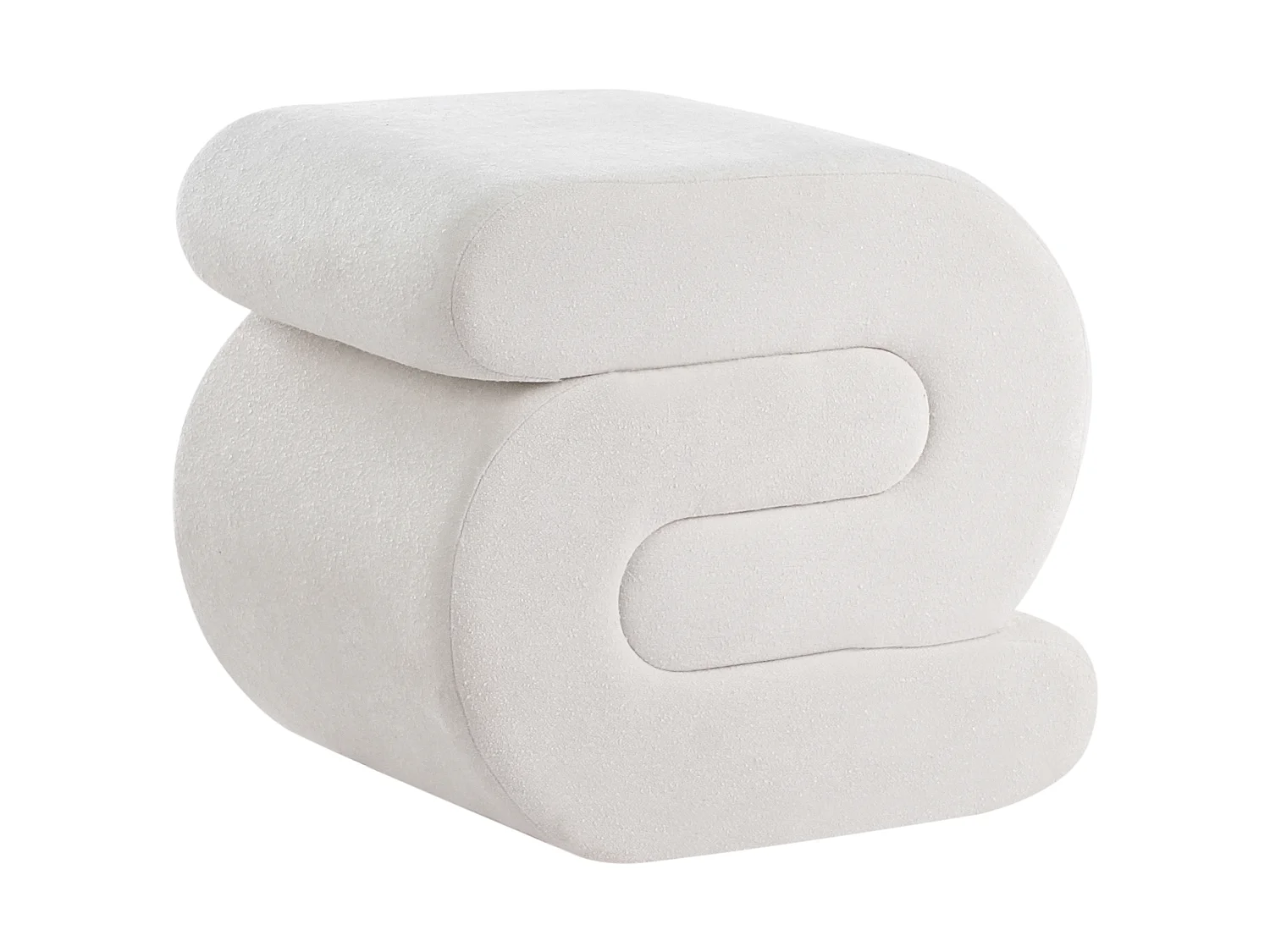 Pouf ARCADIA Tissu chenille Blanc cassé 45 cm 50 cm 48 cm