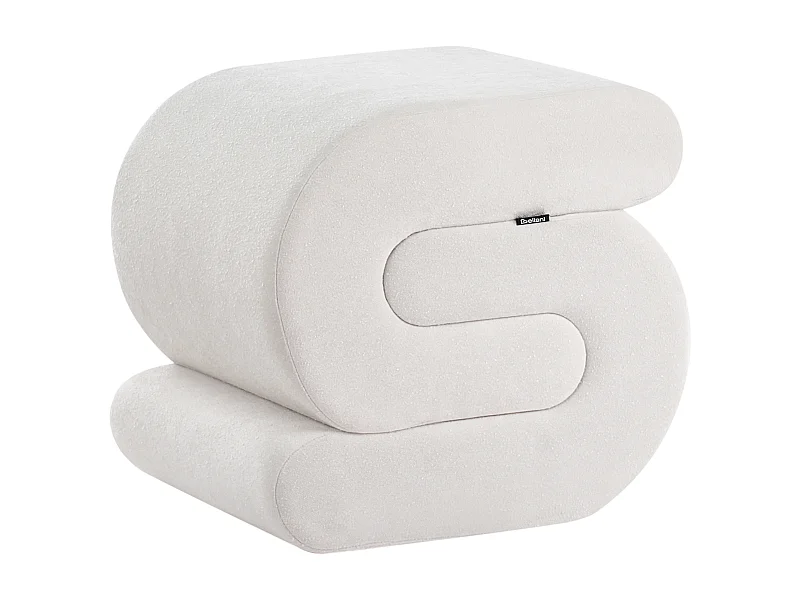 Pouf Chenille Stoffbezug creme weiß gepolstert S-Form modernes Design Arcadia