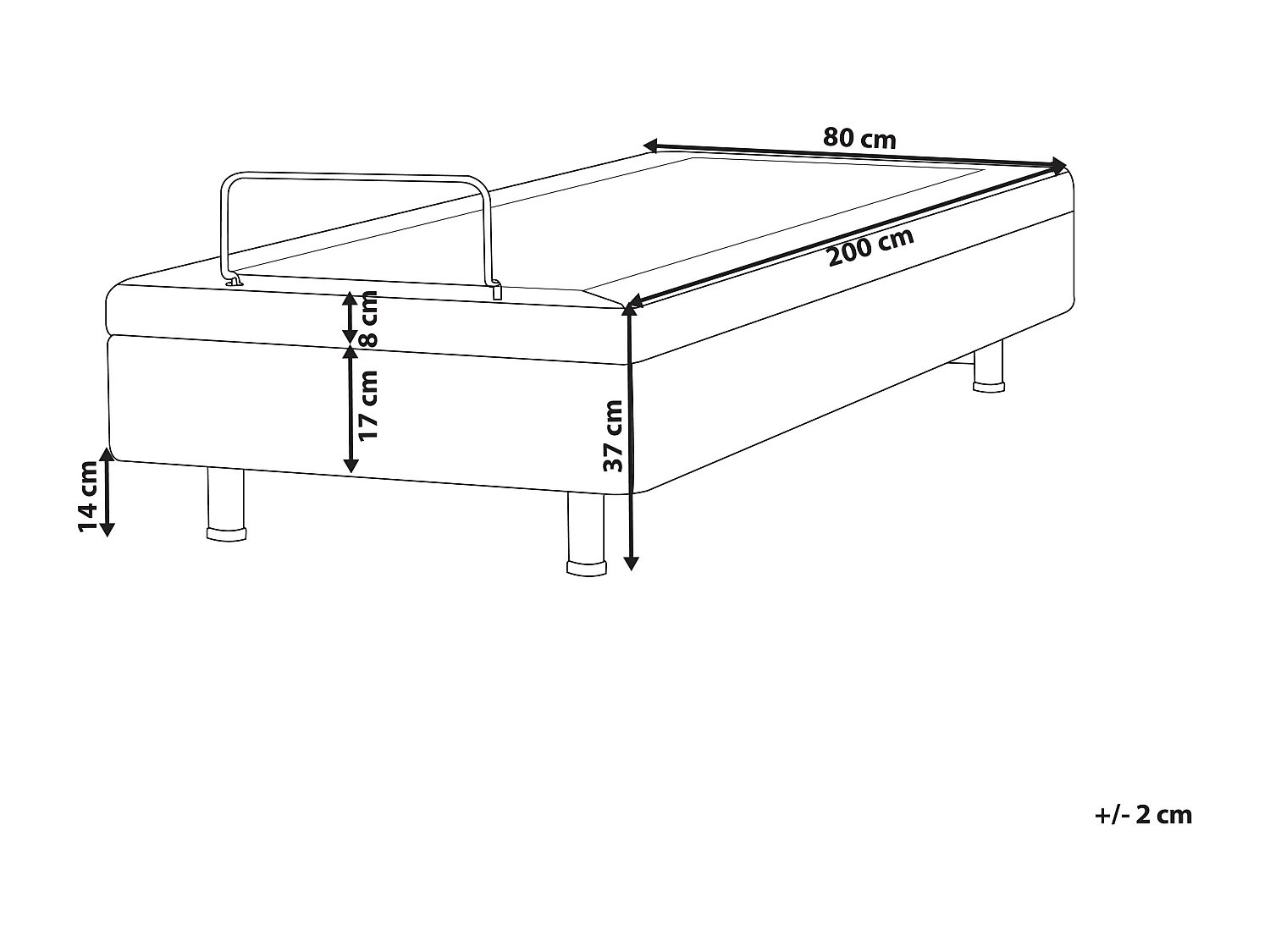 Verstellbares Bett ohne Kopfteil Stoff DUKE 80 x 200 cm Dunkelgrau