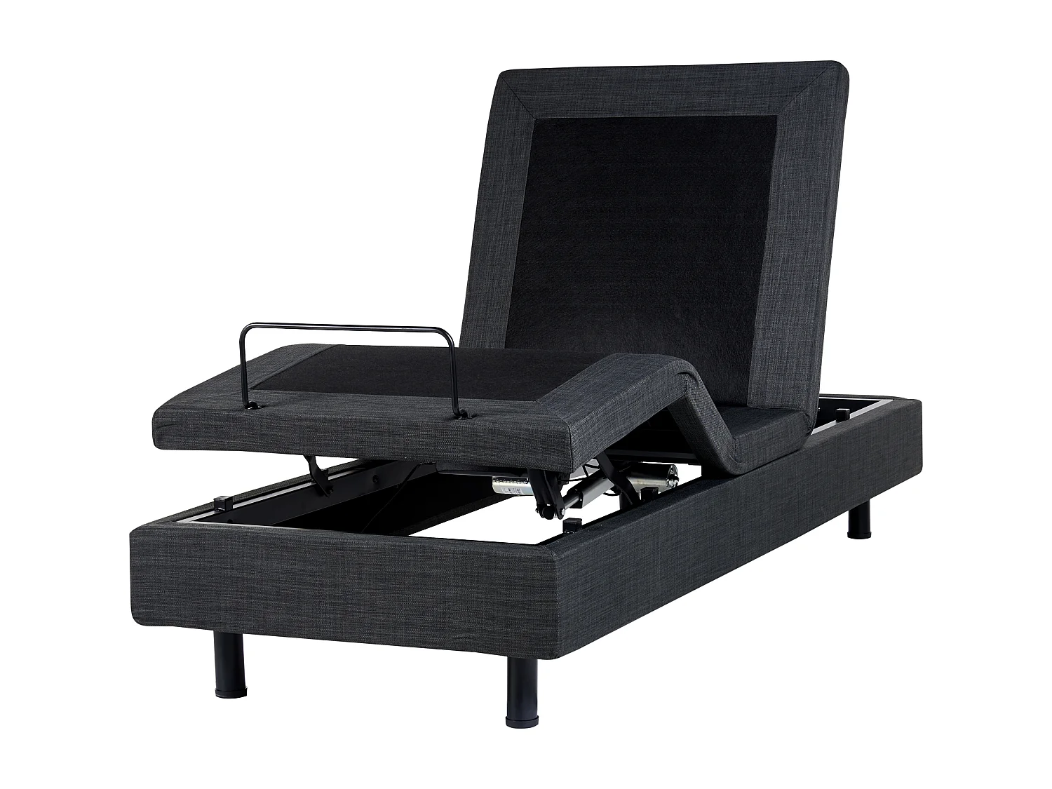 Verstellbares Bett ohne Kopfteil Stoff DUKE 80 x 200 cm Dunkelgrau