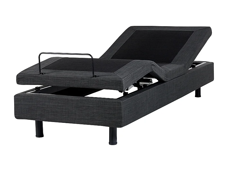 Verstellbares Bett ohne Kopfteil Stoff DUKE 80 x 200 cm Dunkelgrau