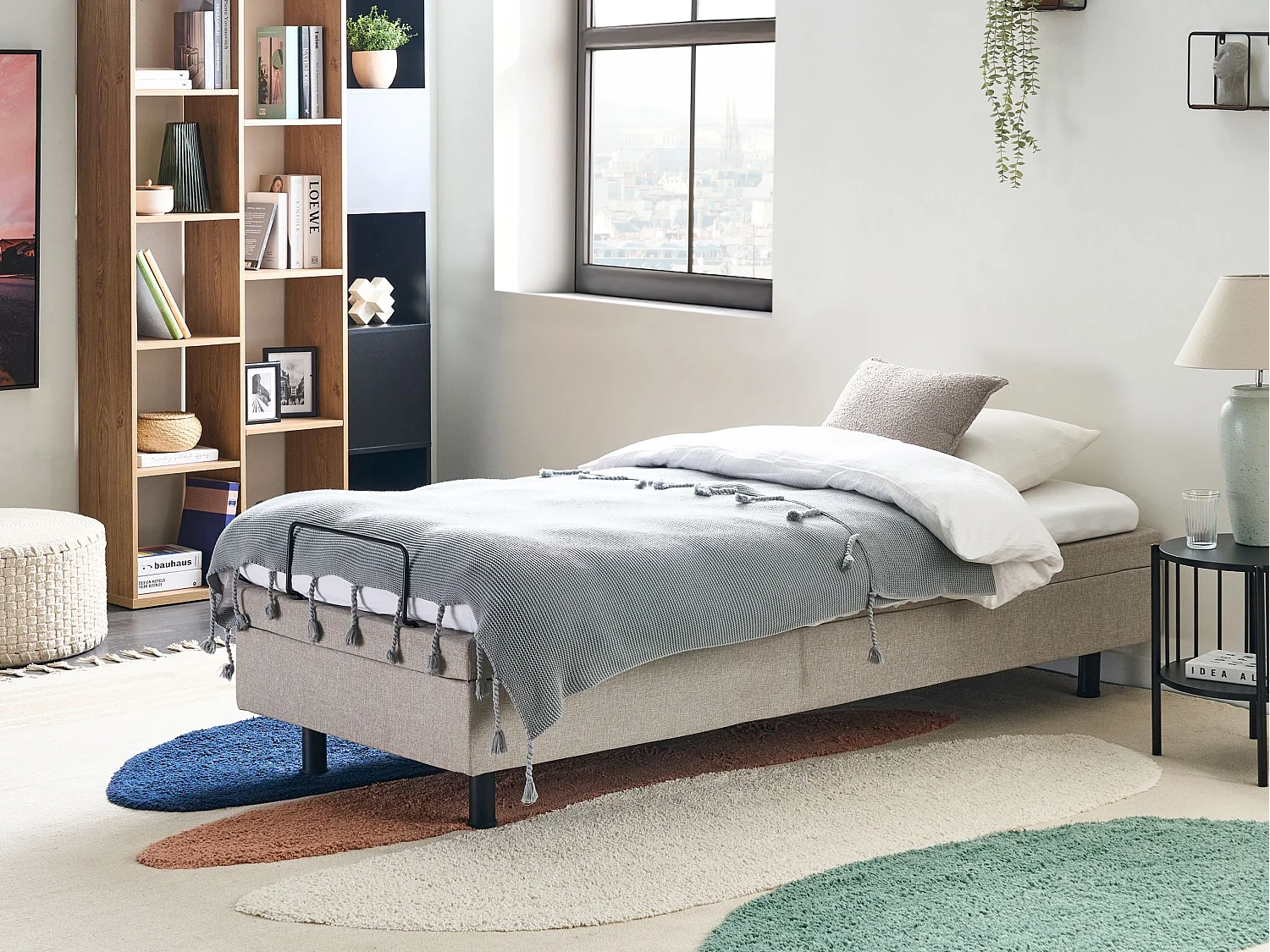 Lit réglable sans tête de lit Tissu DUKE 80 x 200 cm Beige