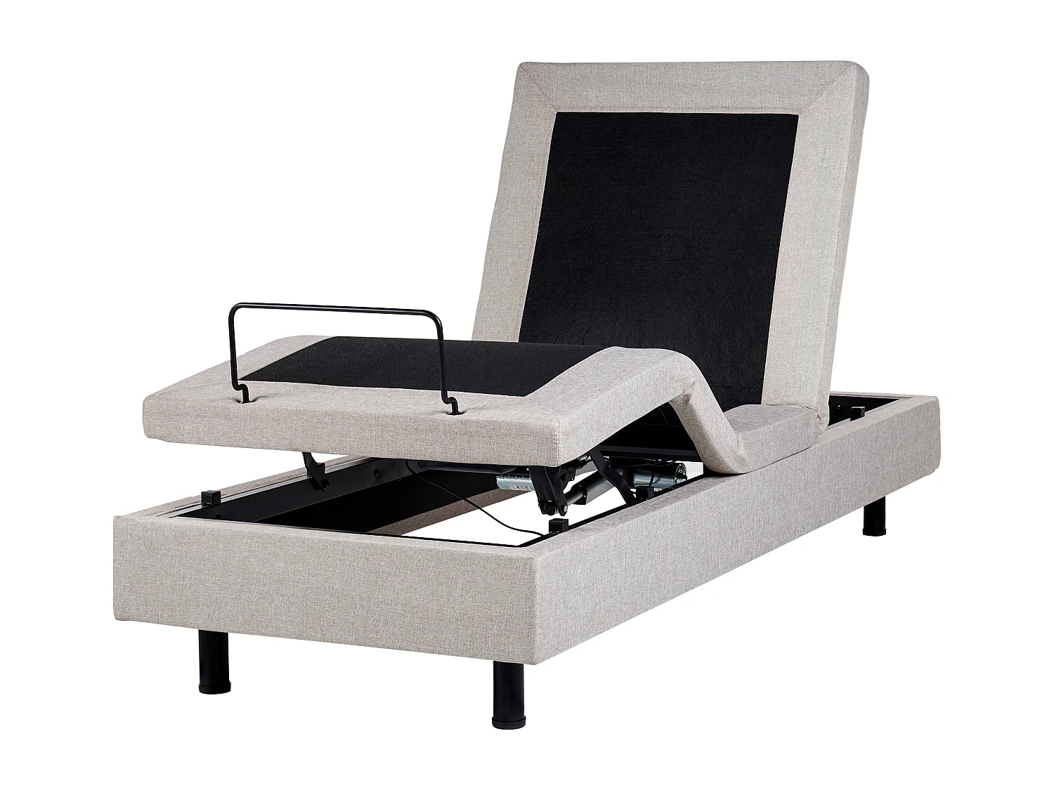 Verstellbares Bett ohne Kopfteil Stoff DUKE 80 x 200 cm Beige