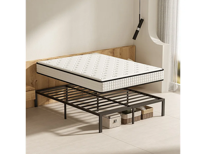 Matelas en mousse de 22 cm d'épaisseur + cadre de lit en métal 140x190 cm