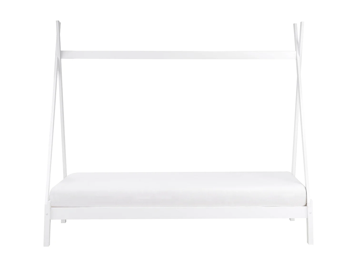 Tipi-Kinderbett Kiefernholz weiss Lattenrost 90 x 200 cm DEVAY