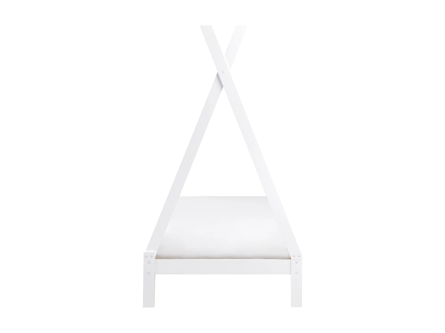 Tipi-Kinderbett Kiefernholz weiss Lattenrost 90 x 200 cm DEVAY