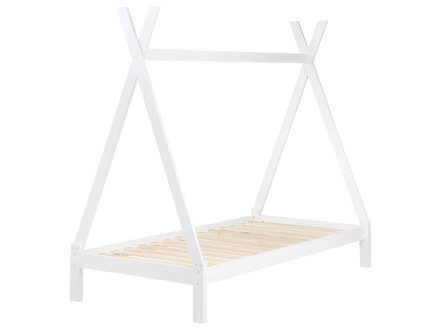 Kids Bed Teepee Pine Wood DEVAY 90 x 200 cm (EU Single) White