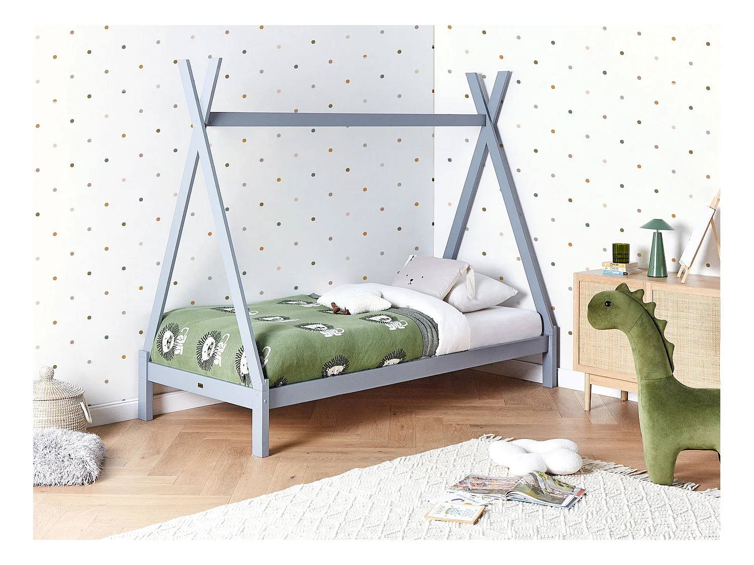 Lit d'enfant Tipi Bois de pin DEVAY 90 x 200 cm Gris