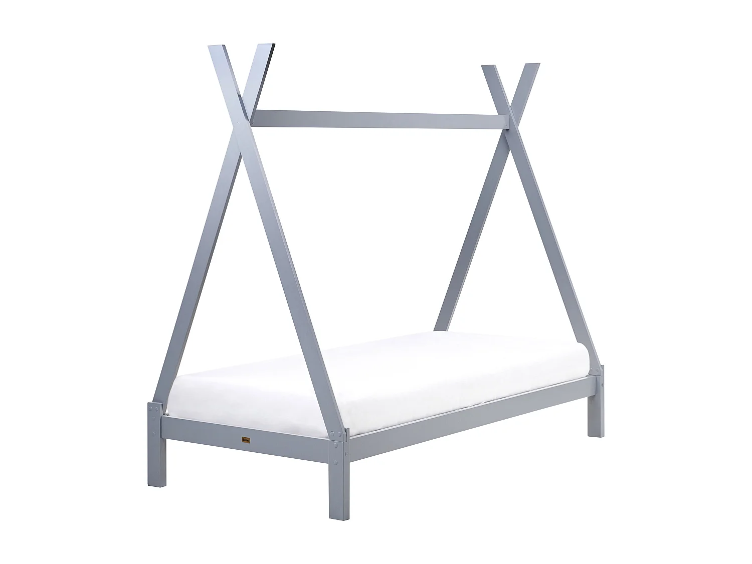 Tipi-Kinderbett Kiefernholz grau Lattenrost 90 x 200 cm DEVAY