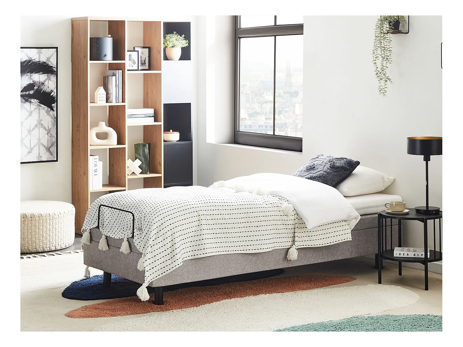 Lit réglable sans tête de lit Tissu DUKE II 80 x 200 cm Gris clair