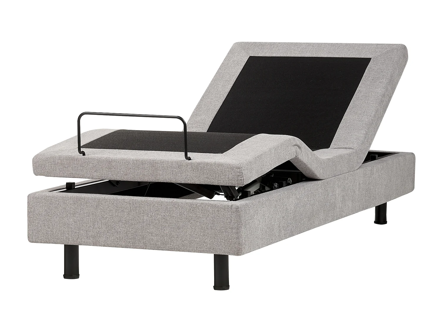 Lit réglable sans tête de lit Tissu CASTELLAN 80 x 200 cm Gris clair