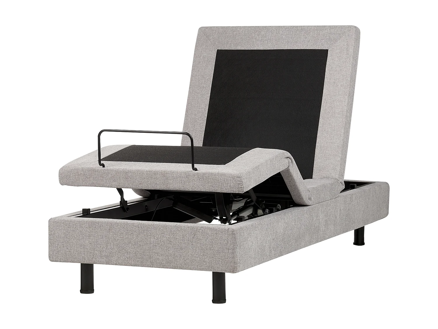 Lit réglable sans tête de lit Tissu CASTELLAN 80 x 200 cm Gris clair