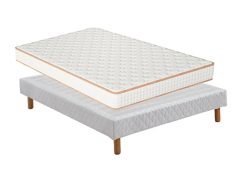 Ensemble Matelas en Mousse+ Lit Sommier Tapissier Déco 140x190cm, Epaisseur du Matelas 18cm