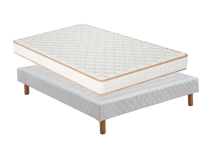 Ensemble Matelas en Mousse+ Lit Sommier Tapissier Déco 140x190cm, Epaisseur du Matelas 18cm