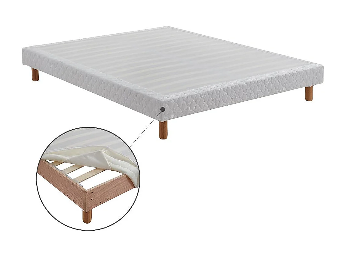 Ensemble Matelas en Mousse+ Lit Sommier Tapissier Déco 140x190cm, Epaisseur du Matelas 18cm