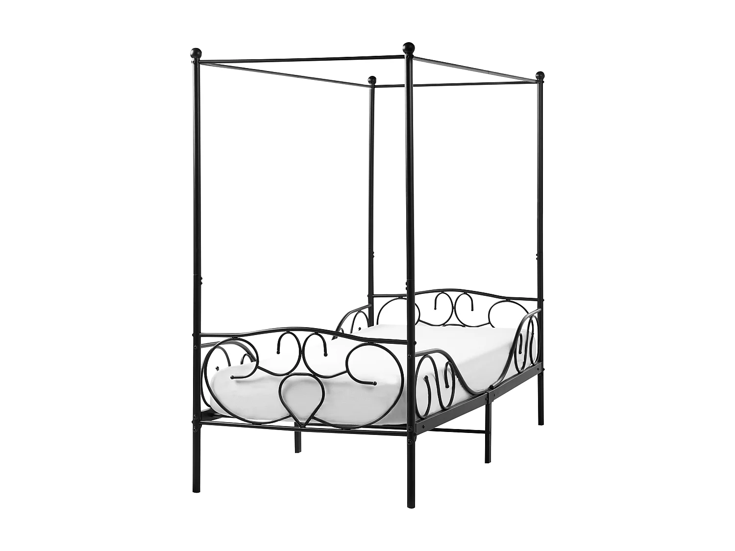 Lit à baldaquin Métal SORMERY 90 x 200 cm Noir