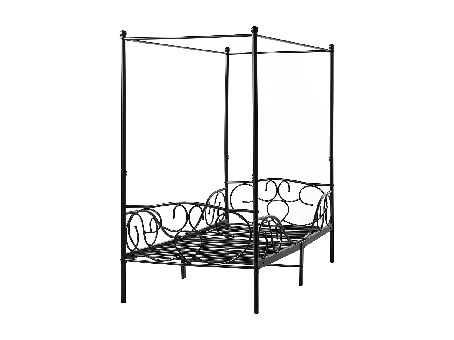 Lit à baldaquin Métal SORMERY 90 x 200 cm Noir